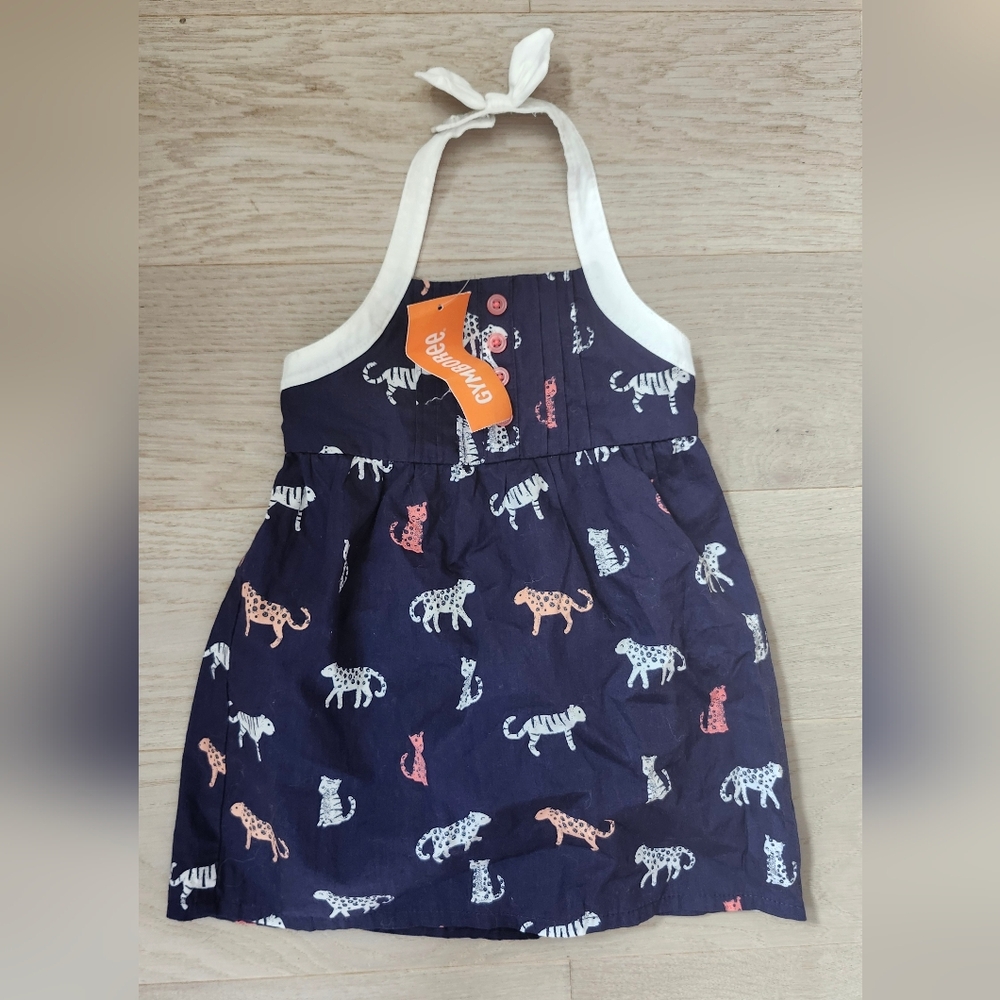 Gymboree Leopard Summer Baby Girl Bow Halter Sundress Dress 6-12
